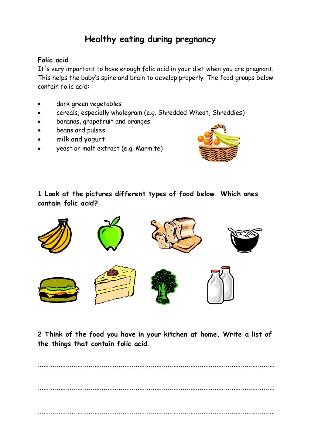 health education worksheets for adults