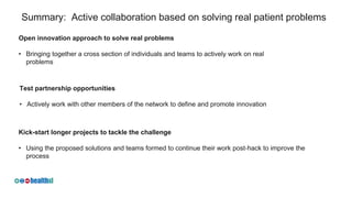 Summary: Active collaboration based on solving real patient problems
Test partnership opportunities
• Actively work with o...