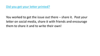 Did you get your letter printed?
You worked to get the issue out there – share it. Post your
letter on social media, share...