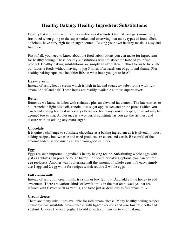 Healthy Baking Ingredient Substitution Healthy Baking Ingredient Substitution