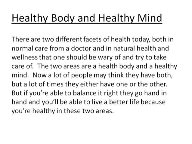 healthy body means healthy mind essay
