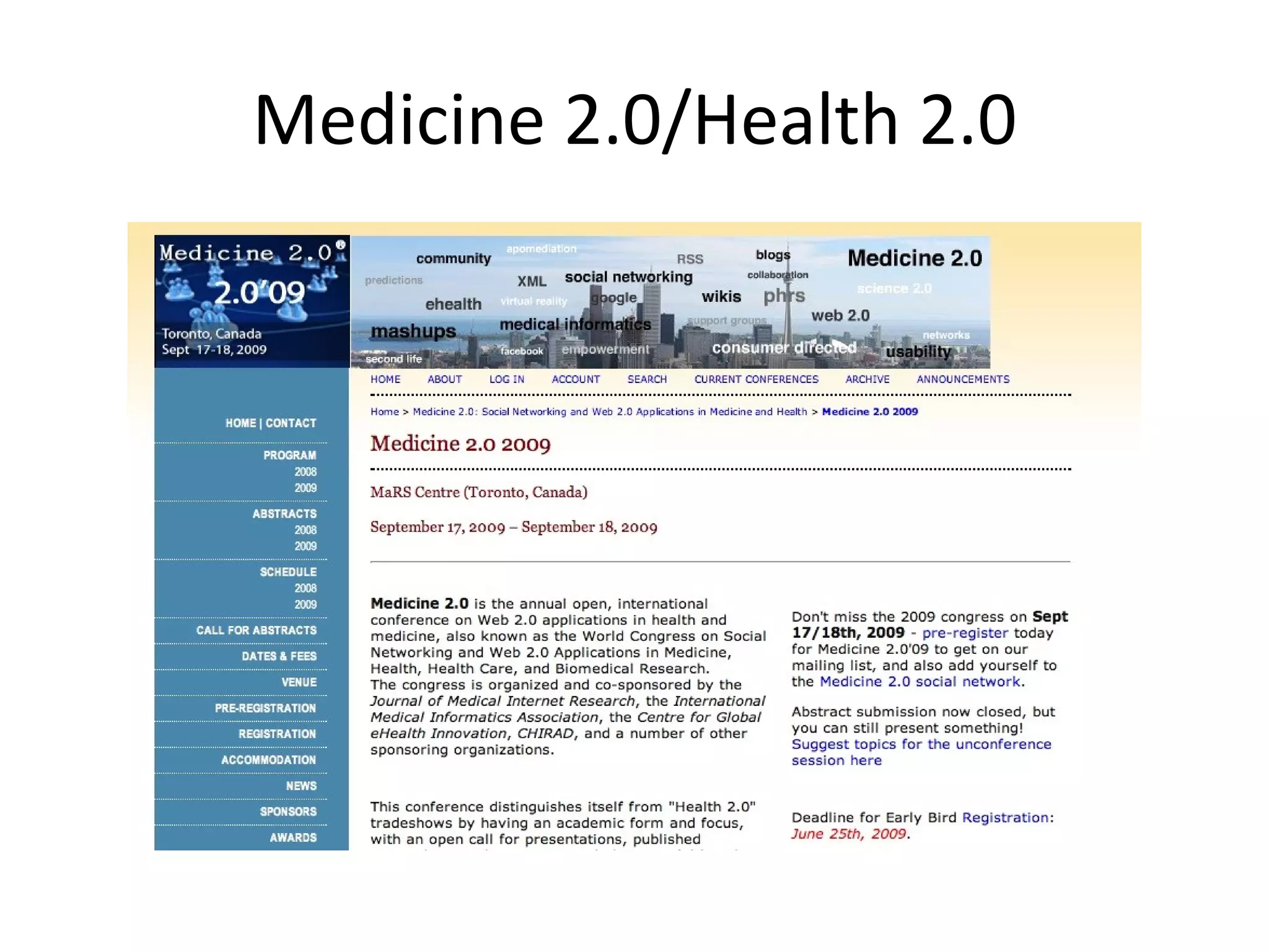 Medicine 2.0/Health 2.0 