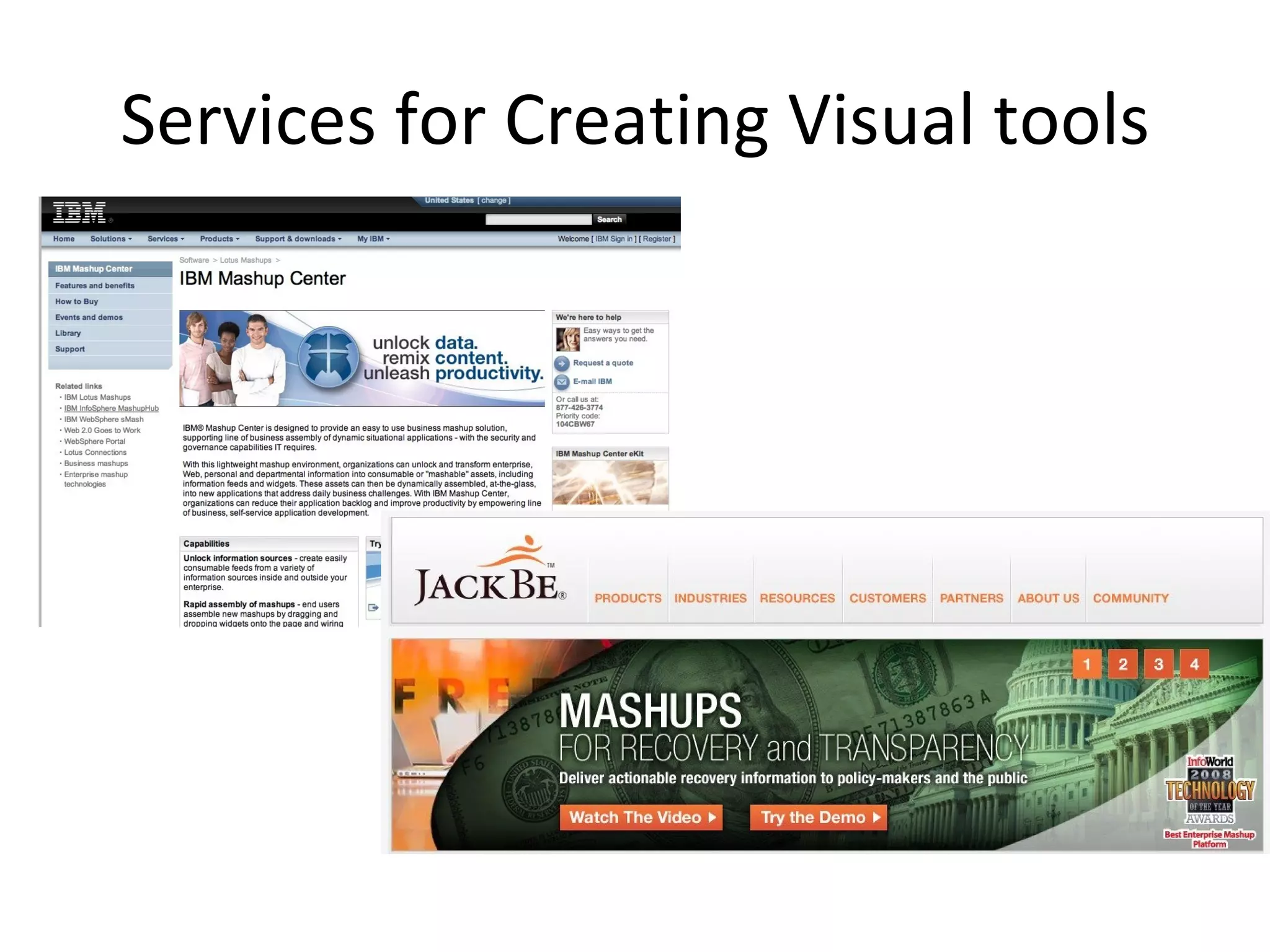 Services for Creating Visual tools 