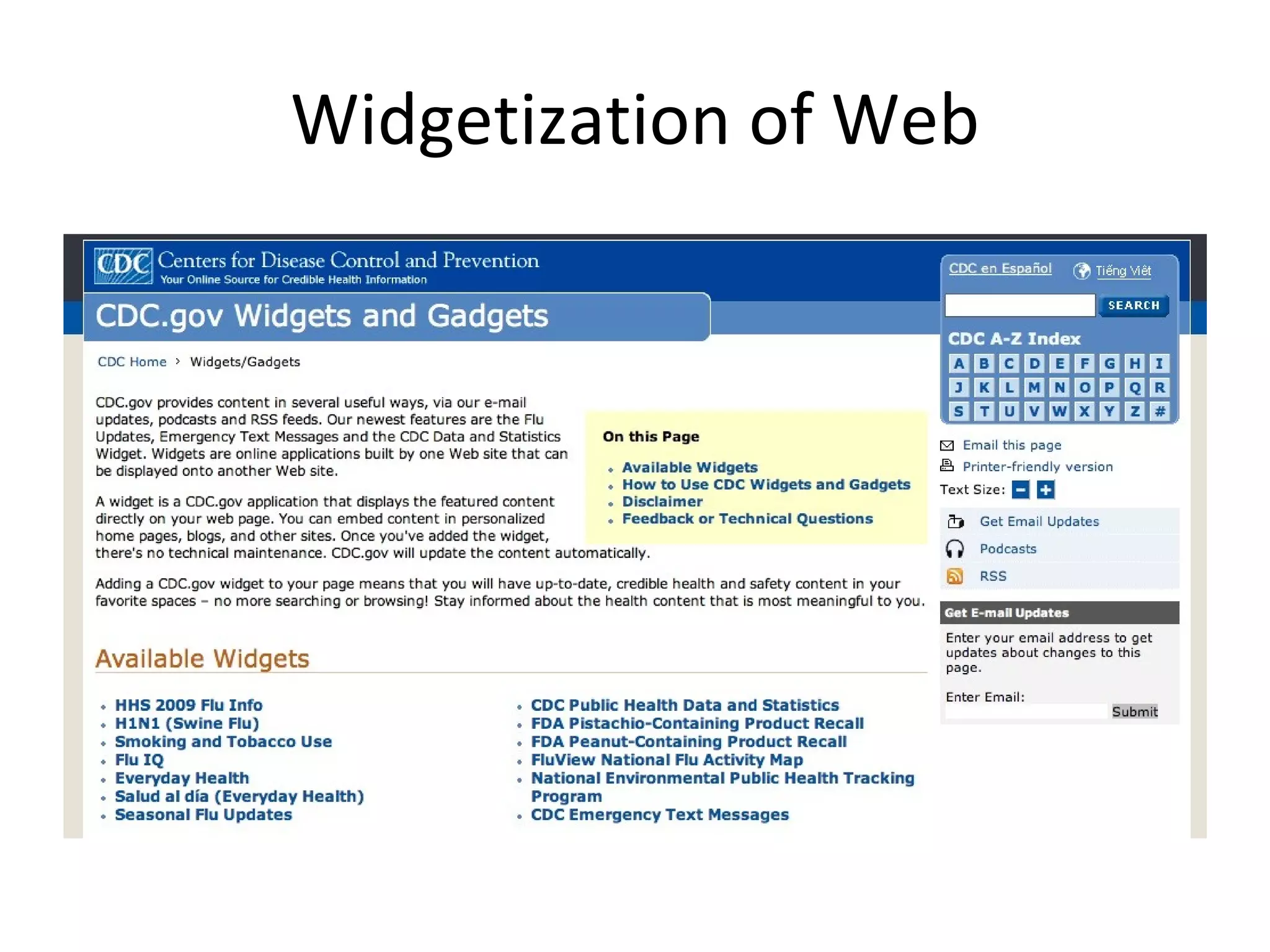 Widgetization of Web 