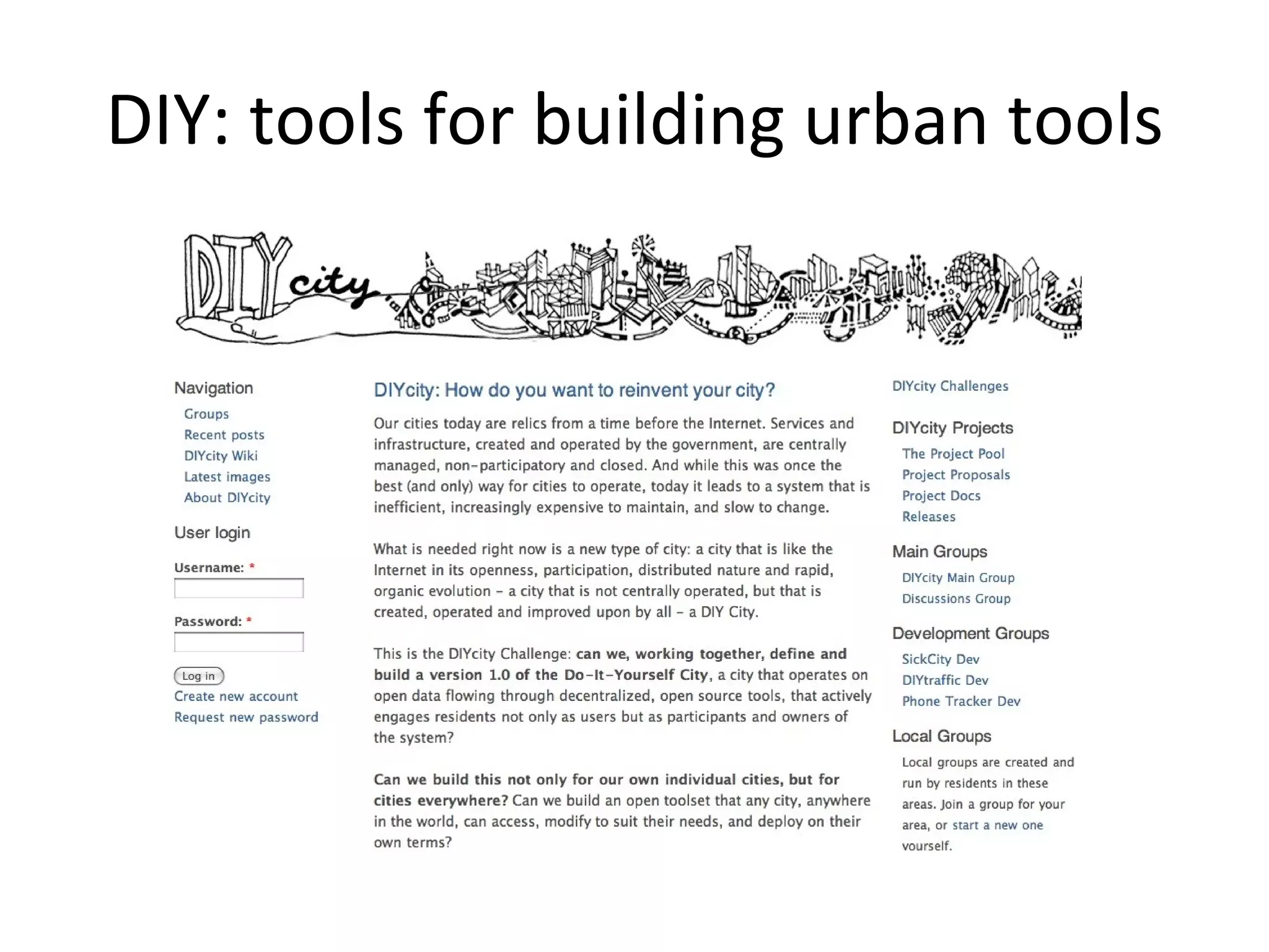 DIY: tools for building urban tools 