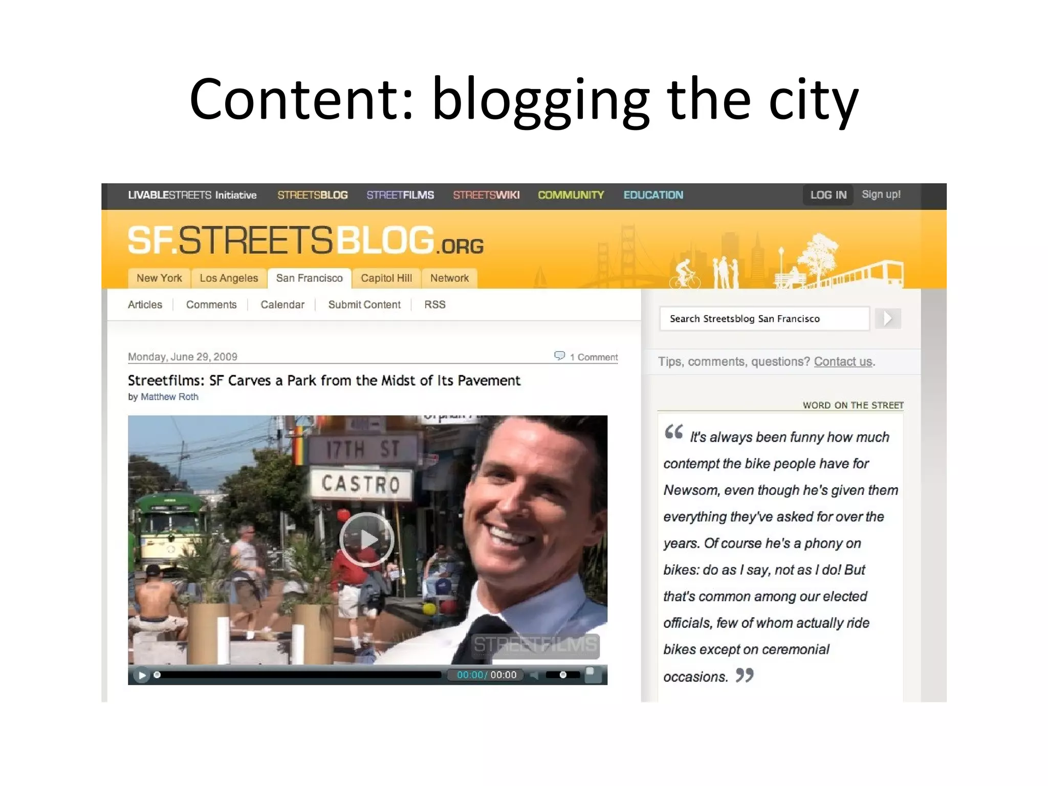 Content: blogging the city 