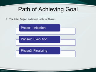 Path of Achieving Goal
• The total Project is divided in three Phases
 