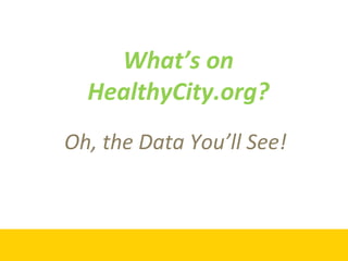 What’s on HealthyCity.org? Oh, the Data You’ll See! 