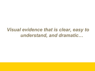 Visual evidence that is clear, easy to understand, and dramatic… 