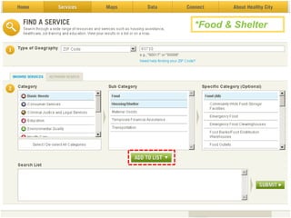 Find a Service:You’re a case manager in Fresno looking for food and shelter options for a client. They live in ZIP code 93710You can save and share anything you create while logged inGET STARTED!