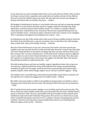 Ideas for a Healthy Classroom