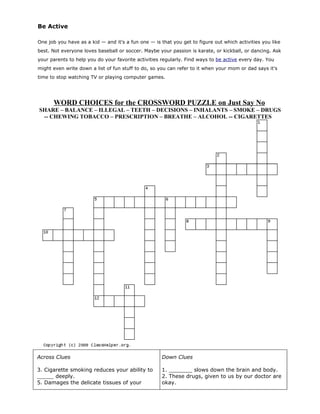 Healthy crossword puzzles