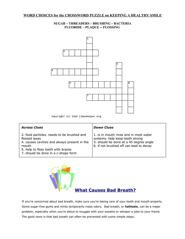 Healthy Crossword Puzzles