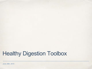 June 28th, 2015
Healthy Digestion Toolbox
 