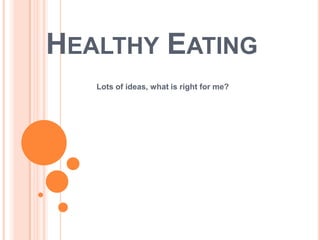 Healthy Eating Lots of ideas, what is right for me? 
