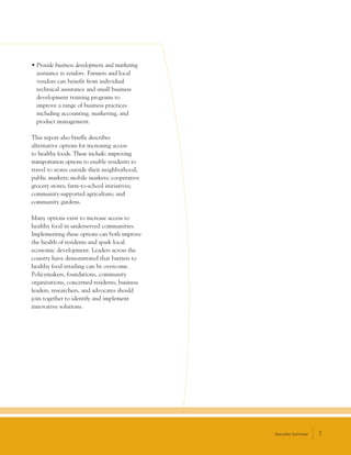 Healthy Food, Healthy Communities: Improving Access and Opportunities | PDF
