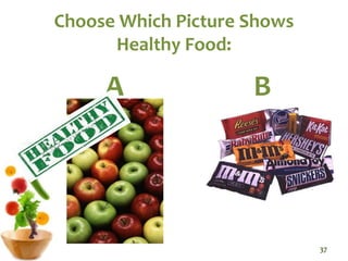 Choose Which Picture Shows
Healthy Food:
A B
37
 