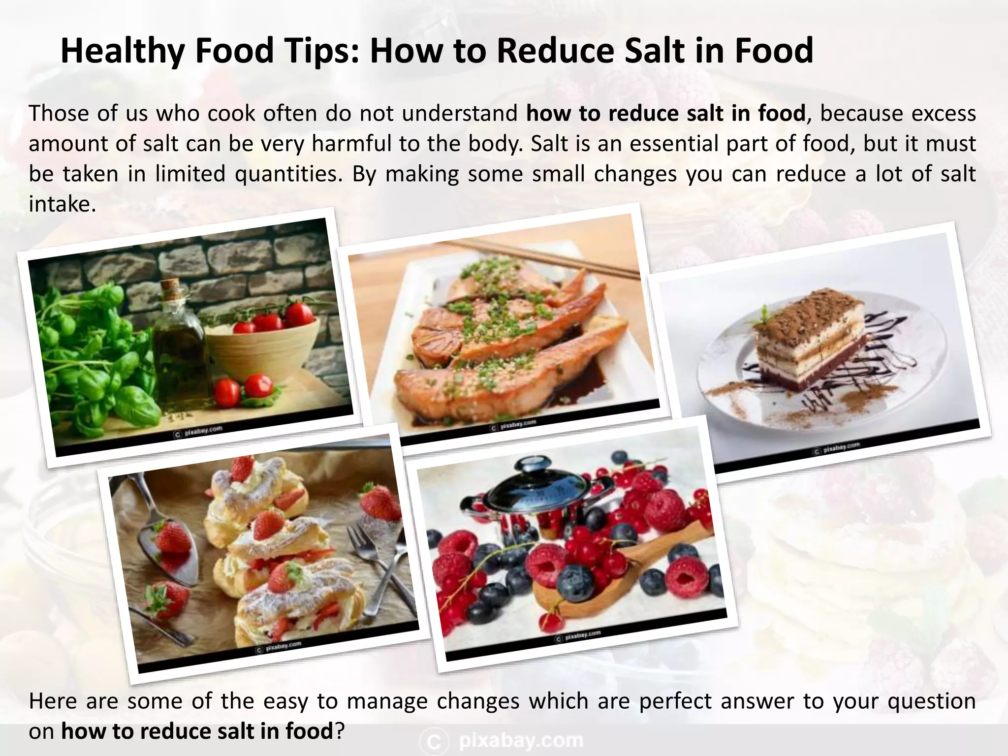 Healthy food tips how to reduce salt in food PPT