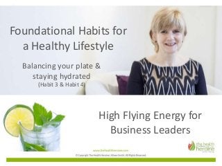 High Flying Energy for
Business Leaders
Foundational Habits for
a Healthy Lifestyle
Balancing your plate &
staying hydrated
(Habit 3 & Habit 4)
 