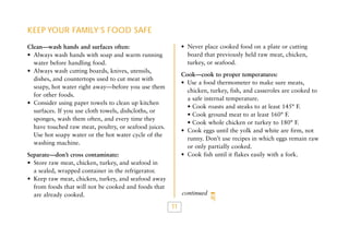KEEP YOUR FAMILY’S FOOD SAFE

Clean—wash hands and surfaces often:                        • Never place cooked food on a p...