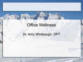 Office Wellness
Dr. Amy Wirebaugh, DPT

 
