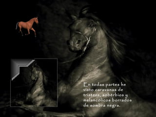 En todas partes he visto caravanas de tristeza, sobérbios y melancólicos borrados de sombra negra. 