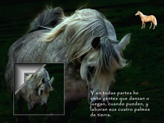 Y en todas partes he visto gentes que danzan o juegan, cuando pueden, y laboran sus cuatro palmos de tierra. 