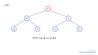 8
By yaboong
https://yaboong.github.io
마지막 node 를 root 로 옮김
poll()
4
1519
20
6 5
 