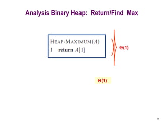 46
Analysis Binary Heap: Return/Find Max
Θ(1)
Θ(1)
 