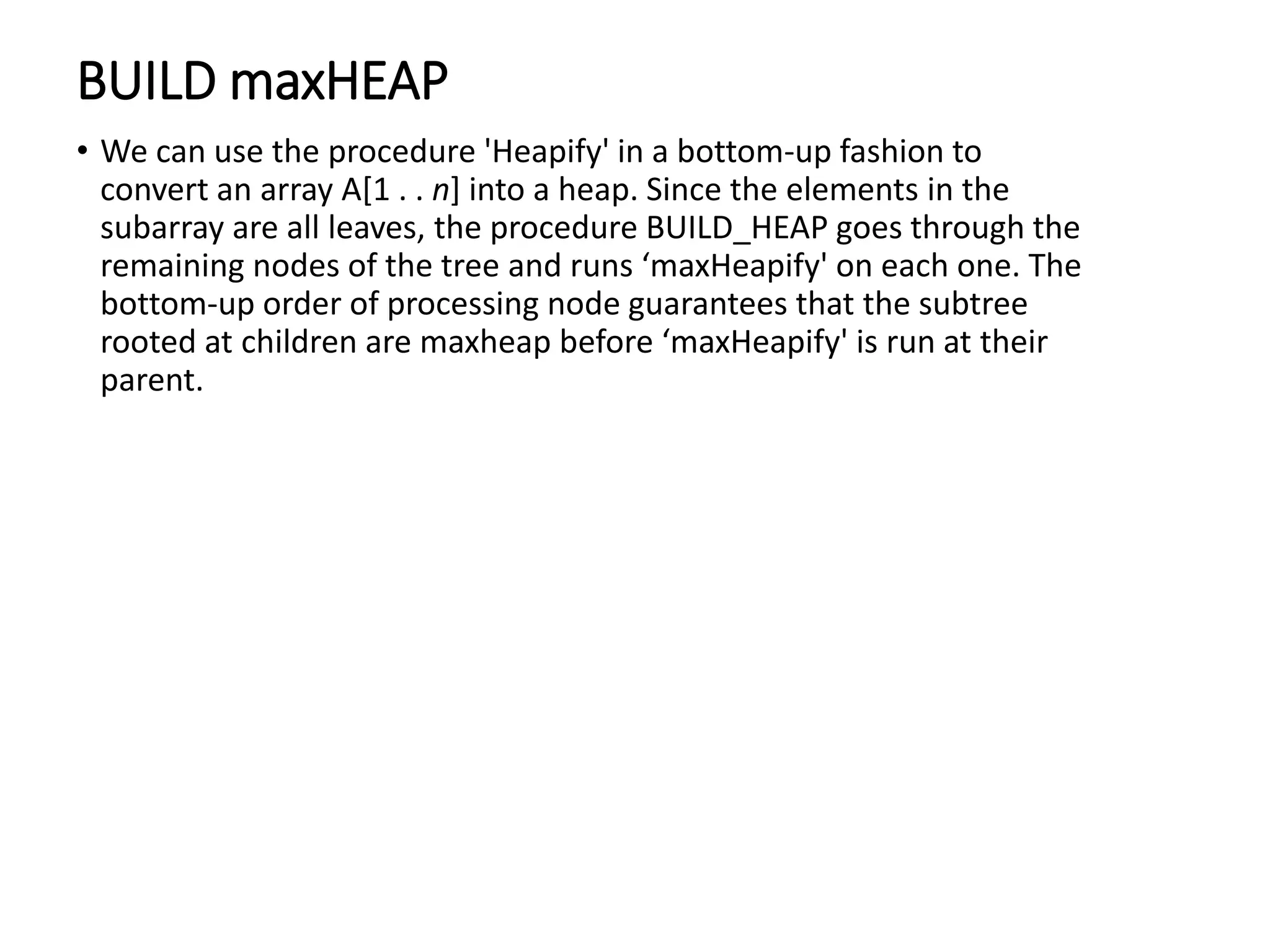 Heap Sort || Heapify Method || Build Max Heap Algorithm