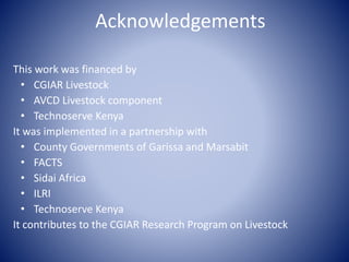 Public Private Partnerships in Animal Health Delivery: Experiences from Kenya