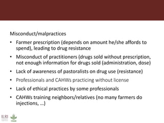 Gaps in veterinary service delivery