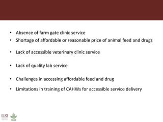 Gaps in veterinary service delivery