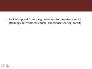 Gaps in veterinary service delivery