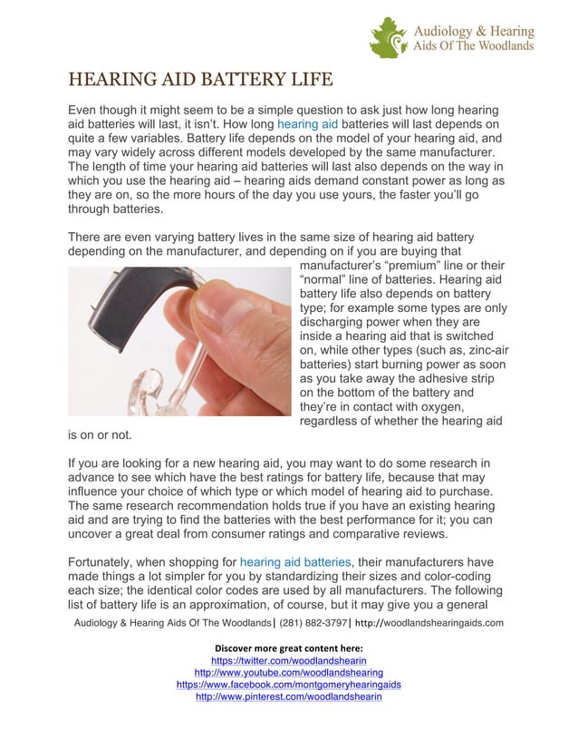 Hearing Aid Battery Life PDF