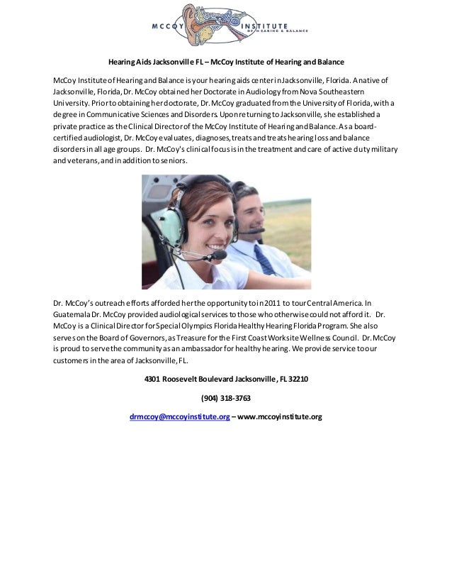 Hearing Aids Jacksonville FL McCoy Institute of Hearing and Balance