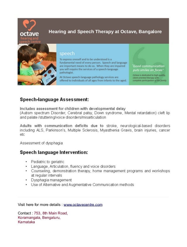Hearing and Speech Therapy at Octave, Bangalore