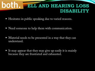ELL AND HEARING LOSS
DISABILITY






 