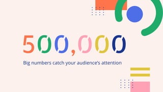 500,000
Big numbers catch your audience’s attention
 