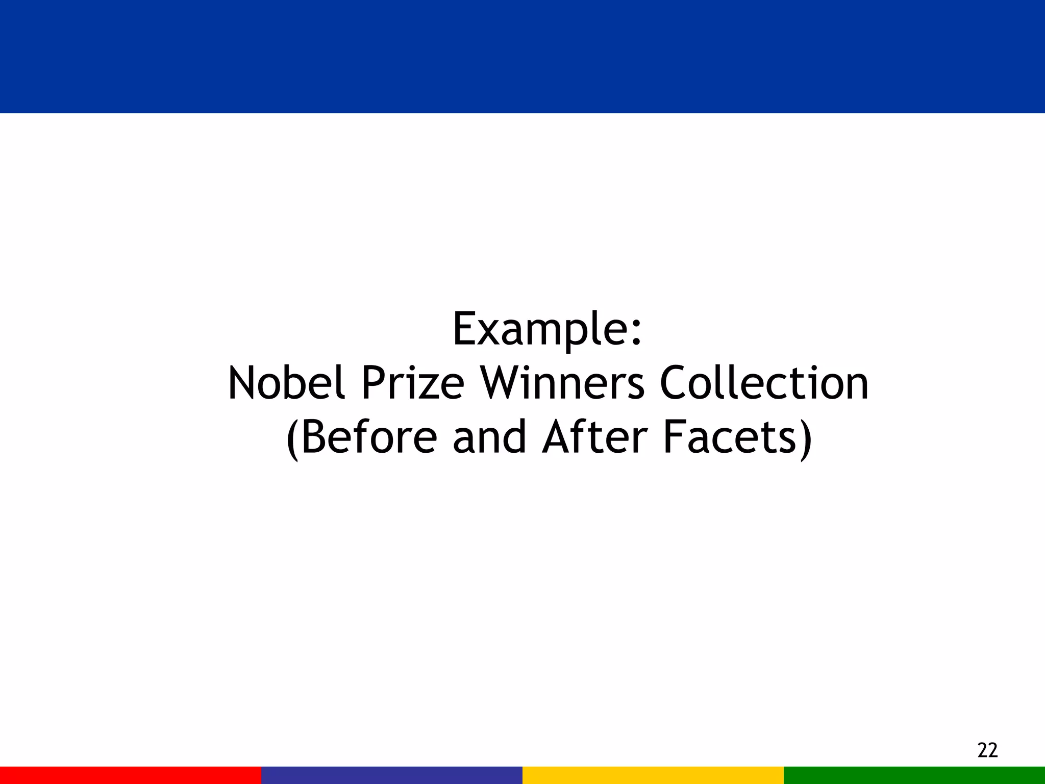 Example: Nobel Prize Winners Collection (Before and After Facets) 