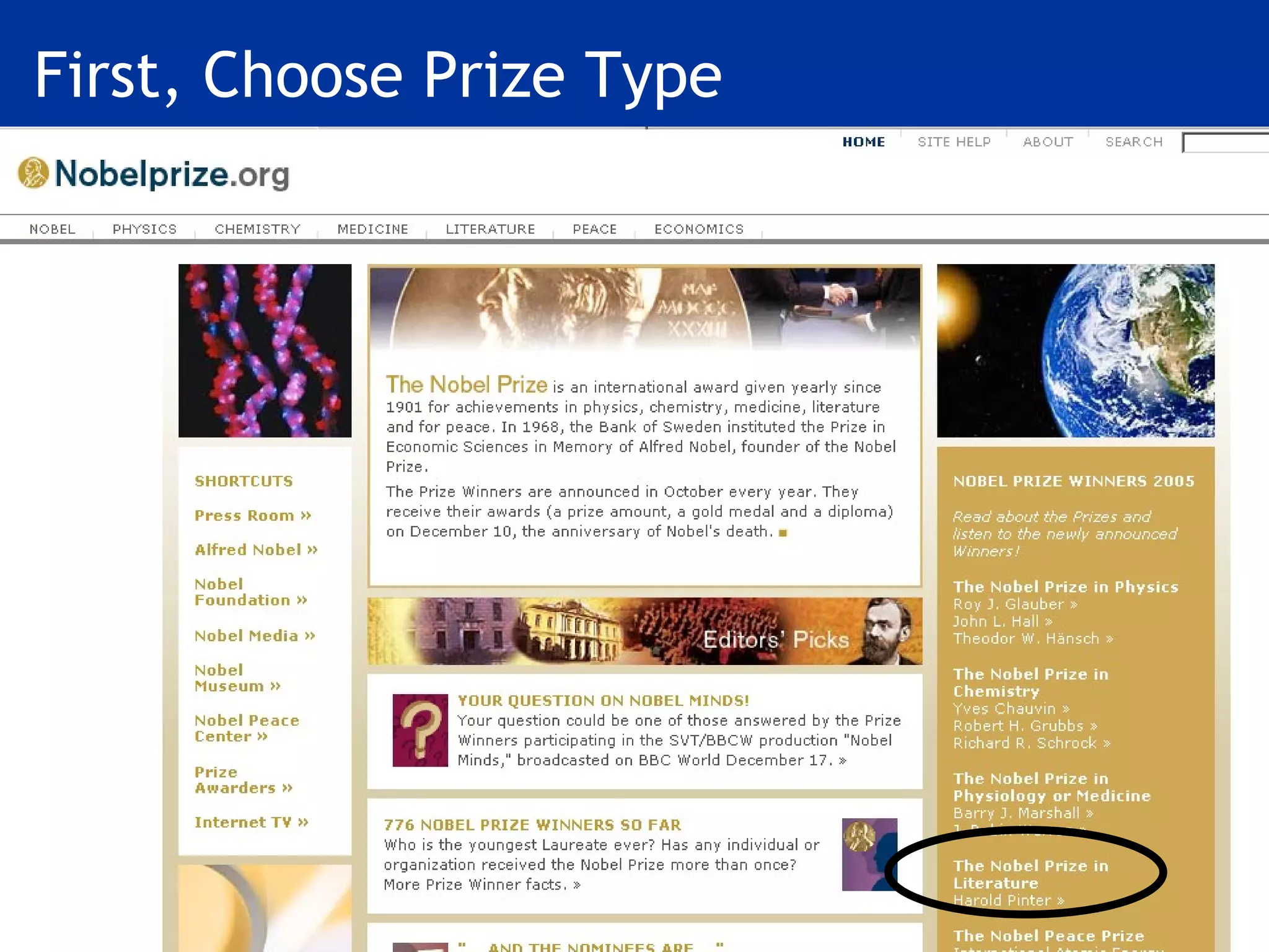 First, Choose Prize Type 