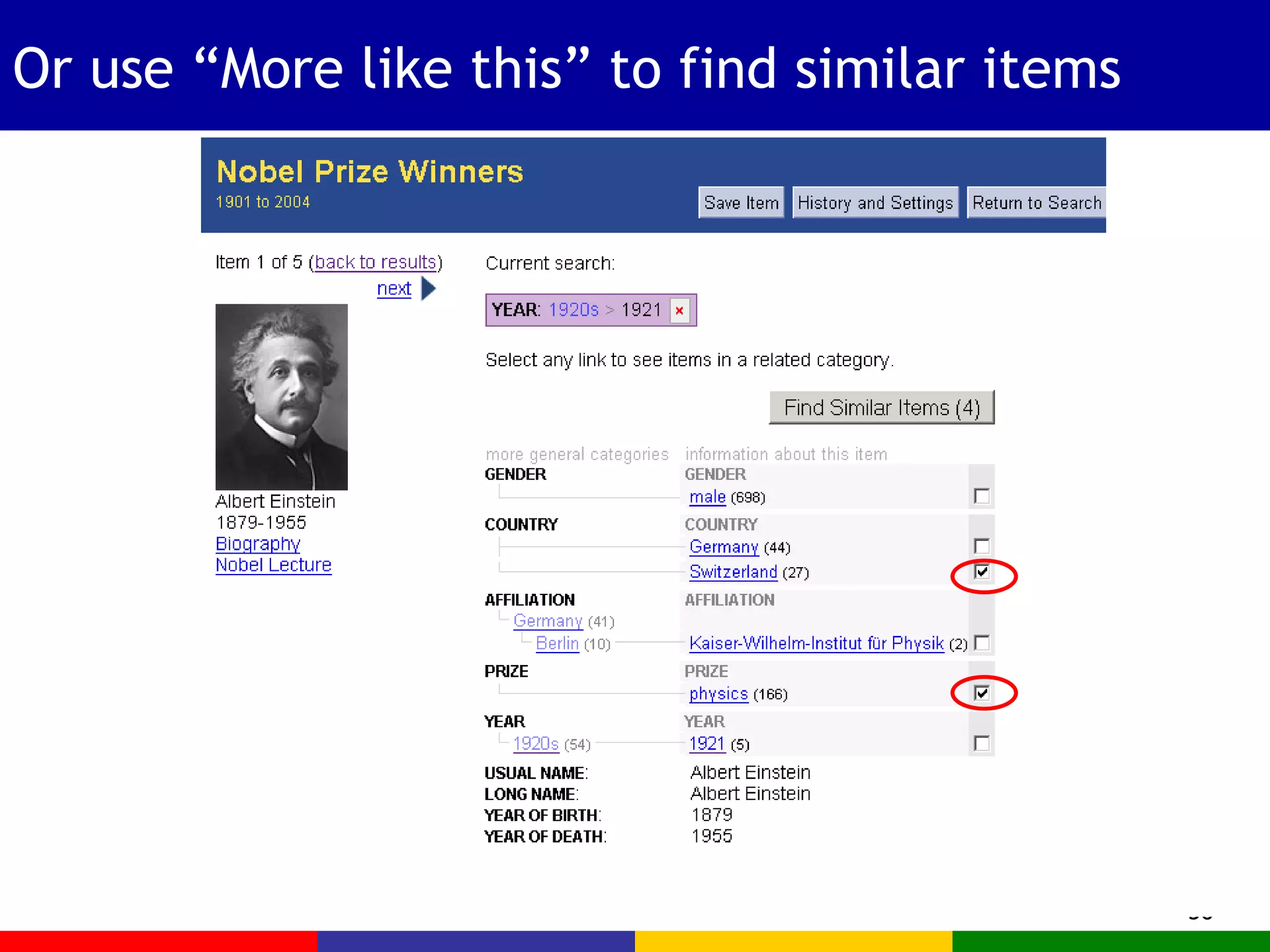 Or use “More like this” to find similar items  
