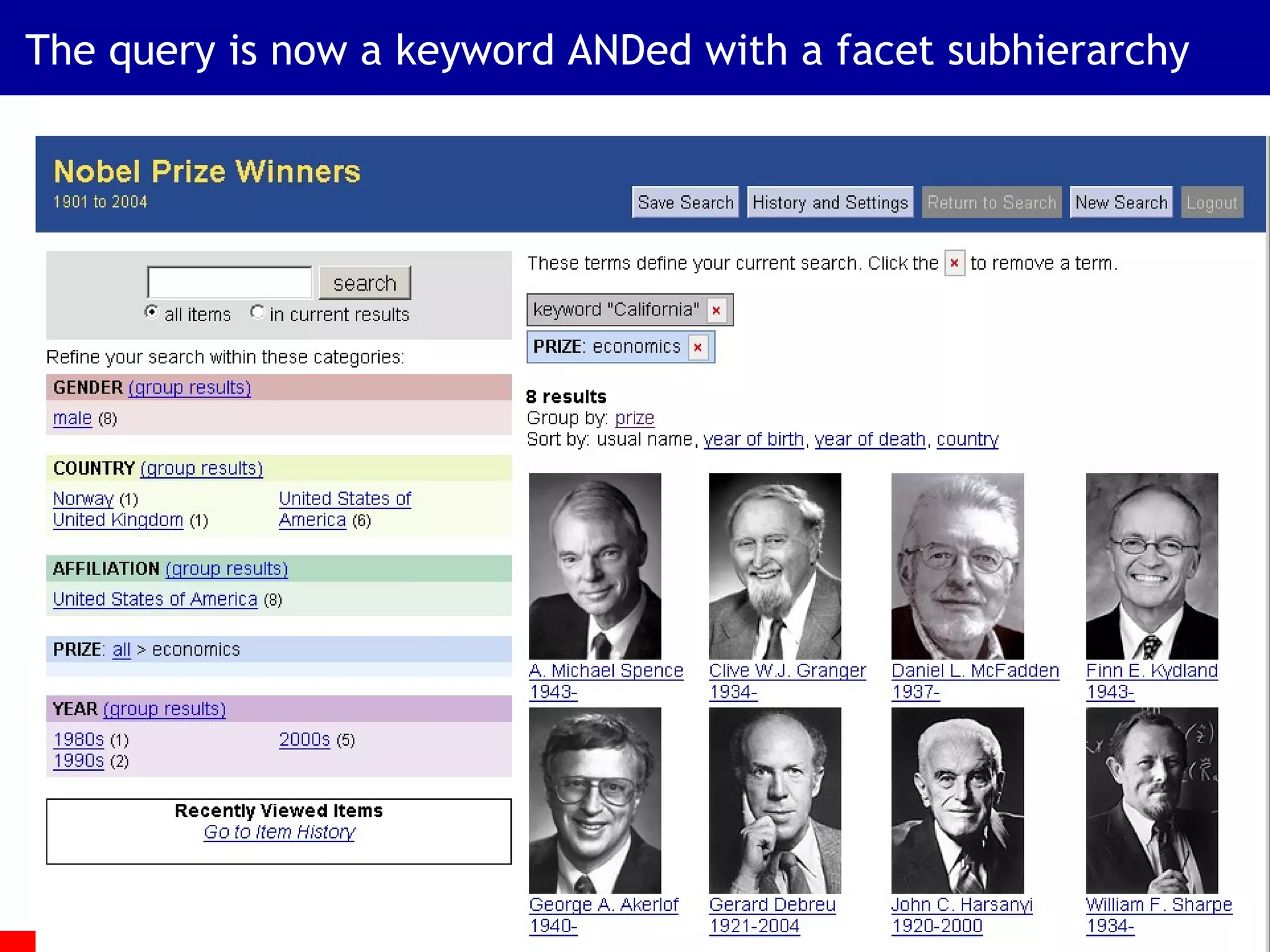 The query is now a keyword ANDed with a facet subhierarchy 