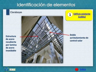 Índice
Claraboyas
1 Edificio existente
(Lobby)
 