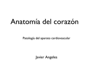 Anatomía del corazón
Patología del aparato cardiovascular
Javier Angeles
 