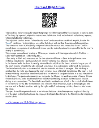 Heart And Right Atrium | PDF