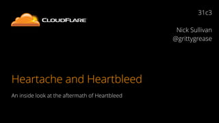 Heartache and Heartbleed
An inside look at the aftermath of Heartbleed
31c3
Nick Sullivan
@grittygrease
 