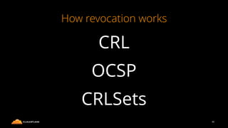 How revocation works
CRL
OCSP
CRLSets
40
 