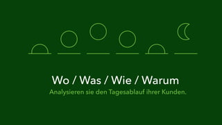 Wo / Was / Wie / Warum 
Analysieren sie den Tagesablauf ihrer Kunden. 
 