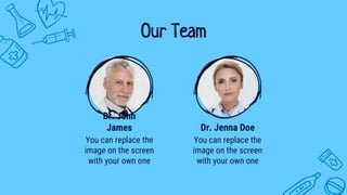 You can replace the
image on the screen
with your own one
You can replace the
image on the screen
with your own one
Dr. John
James
Our Team
Dr. Jenna Doe
 